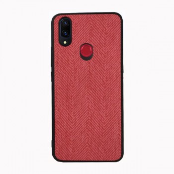 Силиконовый матовый непрозрачный чехол с текстурным покрытием Ткань для Xiaomi RedMi Note 7  Красный