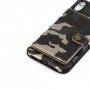 Силиконовый матовый непрозрачный чехол с текстурным покрытием Камуфляж и внешним карманом для карт на крепежной застежке для Iphone Xr