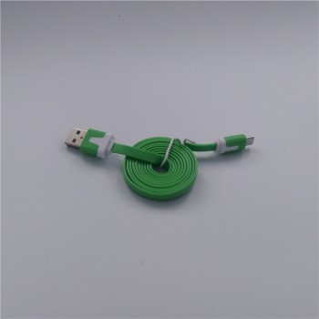 Кабель USB-Micro USB 2.0 силиконовый антизапутывающийся плоского сечения 1м Зеленый
