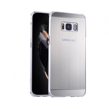 Двухкомпонентный чехол c металлическим бампером с поликарбонатной накладкой и текстурным покрытием Металлик для Samsung Galaxy S8 Белый