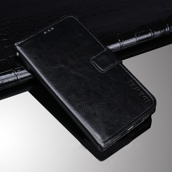 Глянцевый водоотталкивающий чехол портмоне подставка для Huawei Honor 8 с магнитной защелкой и отделениями для карт Черный