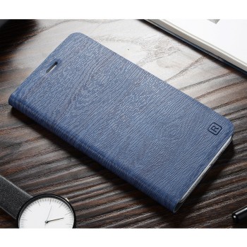 Чехол горизонтальная книжка подставка текстура Дерево на пластиковой основе с отсеком для карт для Huawei Honor 8 Синий