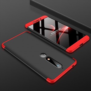 Двухкомпонентный сборный двухцветный пластиковый матовый чехол для Nokia 6 (2018) Красный