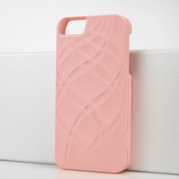 Складной пластиковый непрозрачный матовый чехол с отсеком для карт и зеркалом для Iphone 5s Розовый