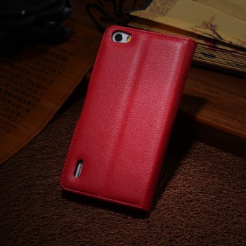 Чехол портмоне подставка на силиконовой основе с отсеком для карт на магнитной защелке для Huawei Honor 6 Красный