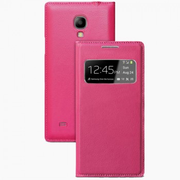Встраиваемый чехол флип текстура Золото с окном вызова для Samsung Galaxy S4 Mini Розовый