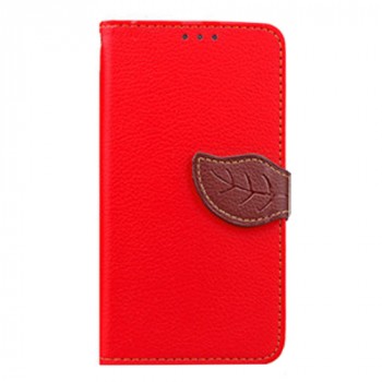 Чехол портмоне подставка на силиконовой основе с отсеком для карт на дизайнерской магнитной защелке для Lenovo A5000 Красный