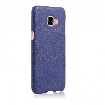 Чехол задняя накладка для Samsung Galaxy C5 с текстурой кожи Синий