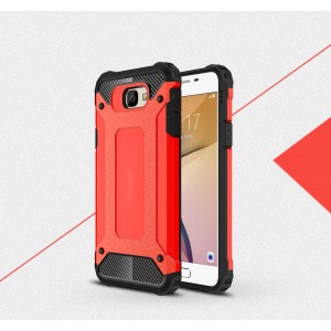 Двухкомпонентный силиконовый матовый непрозрачный чехол с поликарбонатными бампером и крышкой для Samsung Galaxy J5 Prime Красный