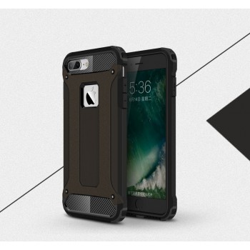 Двухкомпонентный силиконовый матовый непрозрачный чехол с поликарбонатными бампером и крышкой для Iphone 7 Plus Черный