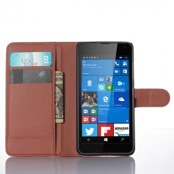 Чехол портмоне подставка с защелкой для Microsoft Lumia 650 Коричневый