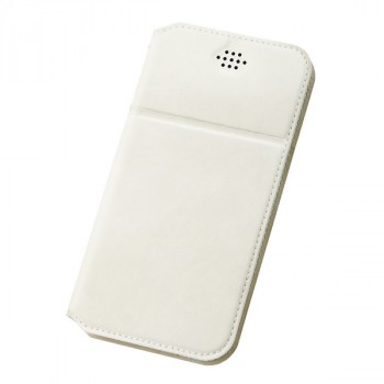 Горизонтальный чехол флип-подставка на клеевой основе с отсеком для карт для смартфонов 4.7-5.0 Белый
