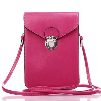 Кожаная глянцевая сумка для смартфона с двумя внутренними карманами Пурпурный