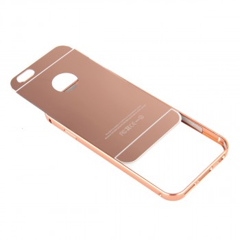 Двухкомпонентный чехол c металлическим бампером с поликарбонатной накладкой и зеркальным покрытием для Iphone 7 Plus Розовый