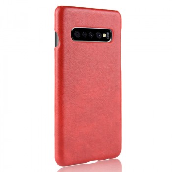 Чехол задняя накладка для Samsung Galaxy S10 Plus с текстурой кожи Красный