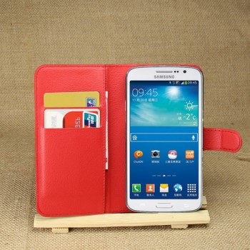Чехол портмоне подставка на силиконовой основе с отсеком для карт на магнитной защелке для Samsung Galaxy Grand 2 Красный