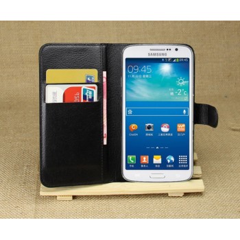 Чехол портмоне подставка на силиконовой основе с отсеком для карт на магнитной защелке для Samsung Galaxy Grand 2 Черный