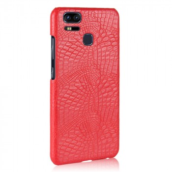 Чехол задняя накладка для Asus ZenFone 3 Zoom с текстурой кожи Красный