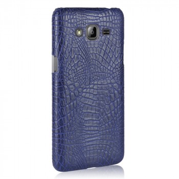 Чехол задняя накладка для Samsung Galaxy J3 (2016) с текстурой кожи Синий