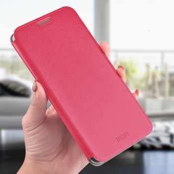 Чехол горизонтальная книжка на силиконовой основе для Xiaomi RedMi Note 7 Розовый
