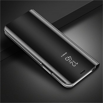 Двухмодульный пластиковый непрозрачный матовый чехол подставка с полупрозрачной крышкой с зеркальным покрытием для Samsung Galaxy Note 3 Черный