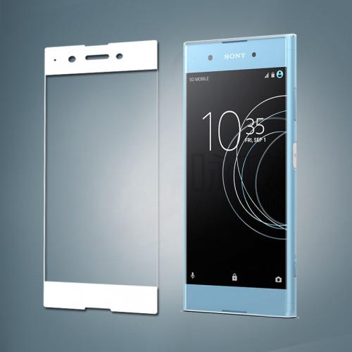 3D полноэкранное ультратонкое износоустойчивое сколостойкое олеофобное защитное стекло для Sony Xperia XA1 Plus, цвет Белый