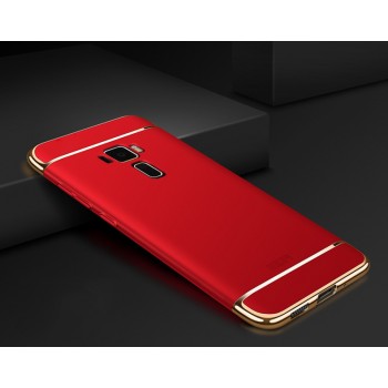 Двухкомпонентный сборный двухцветный пластиковый матовый чехол для Asus ZenFone 3 Красный
