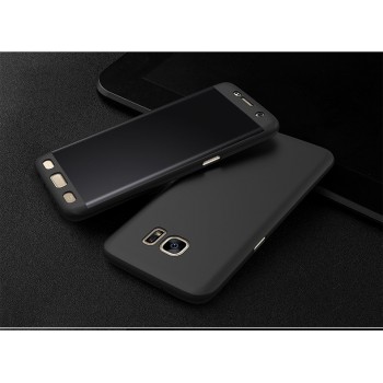 Двухкомпонентный сборный пластиковый матовый чехол для Samsung Galaxy S7 Edge Черный