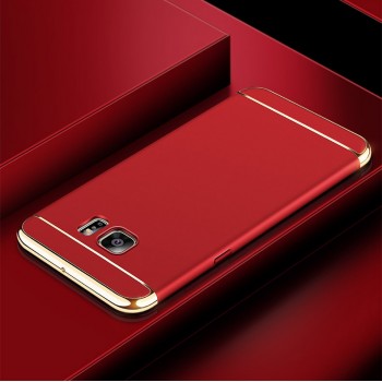 Пластиковый непрозрачный матовый чехол сборного типа для Samsung Galaxy S6 Edge Красный