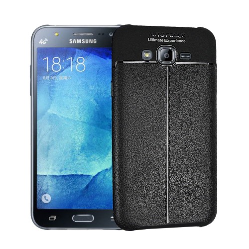 Чехол задняя накладка для Samsung Galaxy J5 с текстурой кожи, цвет Черный