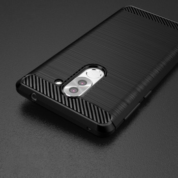 Силиконовый матовый непрозрачный чехол с текстурным покрытием Металлик для Huawei Honor 6X Черный