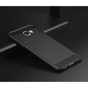 Силиконовый матовый непрозрачный чехол с текстурным покрытием Металлик для Samsung Galaxy C5 Черный
