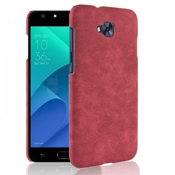 Чехол задняя накладка для ASUS ZenFone 4 Selfie с текстурой кожи Красный