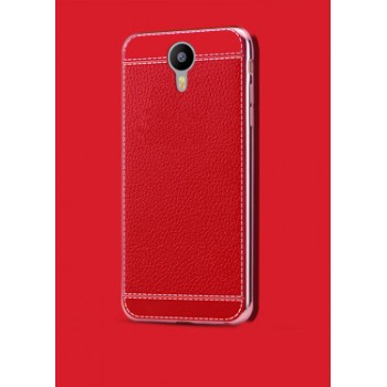 Чехол задняя накладка для Meizu M2 Note с текстурой кожи Красный