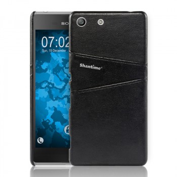 Чехол задняя накладка для Sony Xperia M5 с текстурой кожи Черный