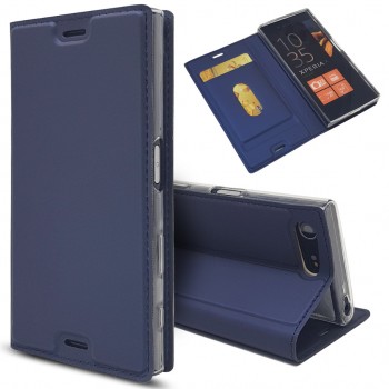 Чехол флип подставка на силиконовой основе с отсеком для карт для Sony Xperia XZ Premium Синий