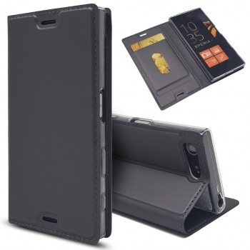 Чехол флип подставка на силиконовой основе с отсеком для карт для Sony Xperia XZ Premium Черный