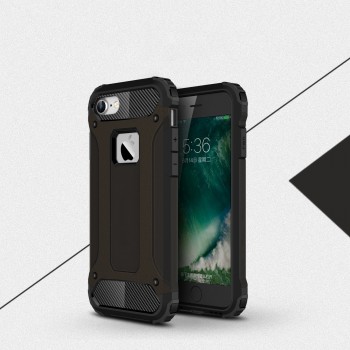 Двухкомпонентный силиконовый матовый непрозрачный чехол с поликарбонатными бампером и крышкой для Iphone 7/8 Черный