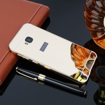 Двухкомпонентный чехол c металлическим бампером с поликарбонатной накладкой и зеркальным покрытием для ASUS ZenFone 4 Selfie Pro Бежевый