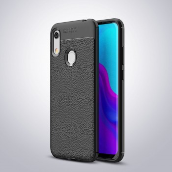 Силиконовый чехол накладка для Huawei Honor 8A/Y6s/Y6 (2019) с текстурой кожи Черный
