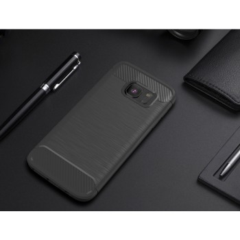 Силиконовый матовый непрозрачный чехол с текстурным покрытием Металлик для Samsung Galaxy S7 Серый