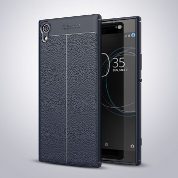 Чехол задняя накладка для Sony Xperia XA1 Ultra с текстурой кожи Синий