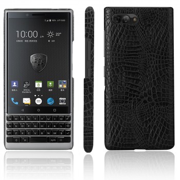 Чехол задняя накладка для BlackBerry KEY2 LE с текстурой кожи Черный