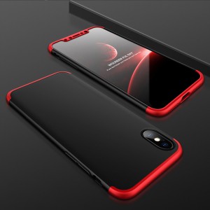 Двухкомпонентный сборный пластиковый матовый чехол для Iphone Xs Max Красный