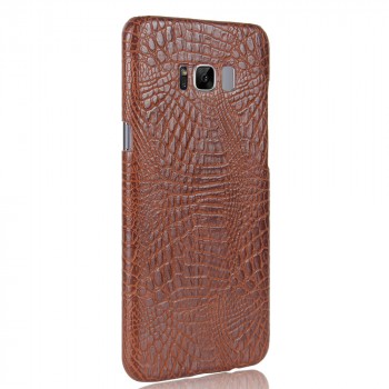 Чехол задняя накладка для Samsung Galaxy S8 с текстурой кожи крокодила Коричневый