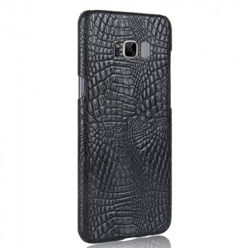 Чехол задняя накладка для Samsung Galaxy S8 с текстурой кожи крокодила Черный