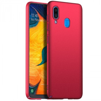 Матовый пластиковый чехол для Samsung Galaxy A20/A30 с улучшенной защитой торцов корпуса Красный