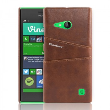 Чехол задняя накладка для Nokia Lumia 730/735 с текстурой кожи Коричневый