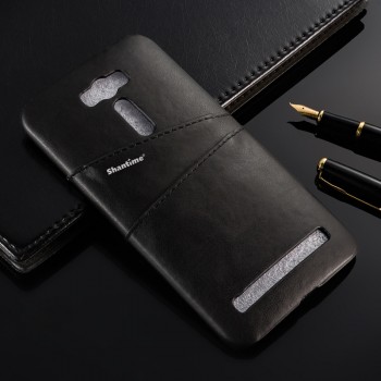 Чехол задняя накладка для ASUS Zenfone Selfie с текстурой кожи Черный