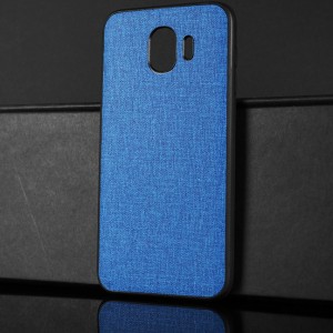 Силиконовый матовый непрозрачный чехол с текстурным покрытием Ткань для Samsung Galaxy J4 Синий